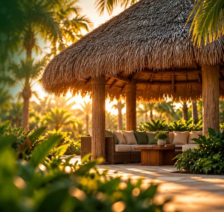 Palapa junto a la alberca del club